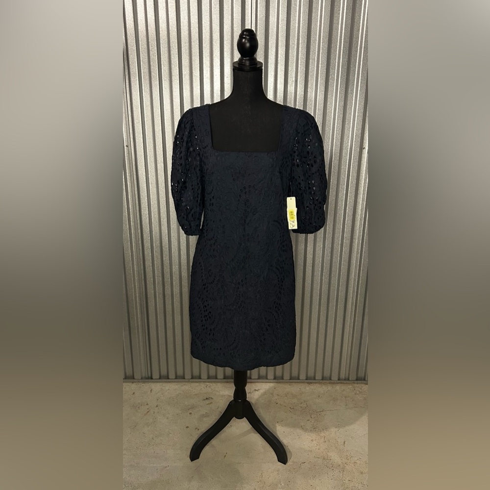 Women’s Eliza J Designer Blue Floral Cotton Polyester Midi Dress Size 14